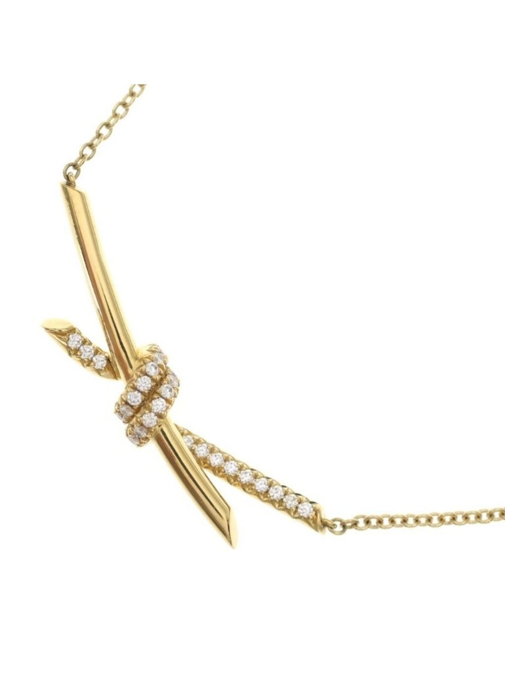 Tiffany & Co Knot Necklace Diamond Pendant Chain Yellow Gold